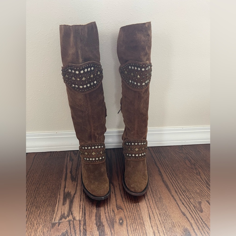 Anthropologie Cordani Five Worlds Above Knee Suede Leather Boots. 7.5